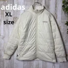 アディダス　中綿ジャケット　ホワイト　XL 刺繍ロゴ　ワンポイント　万国タグ