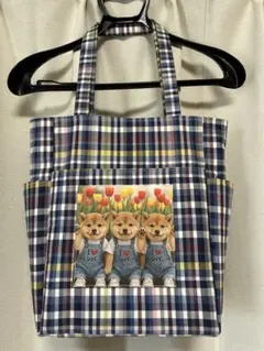 柴犬　サイドポケット付きトートバッグ