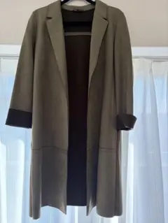 ZARA スエード風ロングコート カーキ