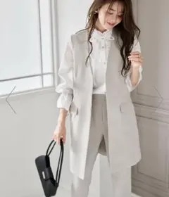 RANAN ロングジレセットアップ　グレージュ　L 入園式　入学式　ママ　母