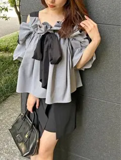 最安値【新品未使用】スナイデル SNIDEL オフショルリボンブラウス