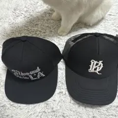 ブラック刺繍キャップ2個セット