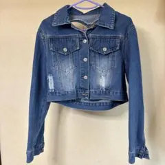 ダークブルー デニムジャケット 背中ハートカット