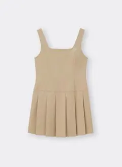 GU　ローウエストプリーツジャンパードレス　M ベージュ