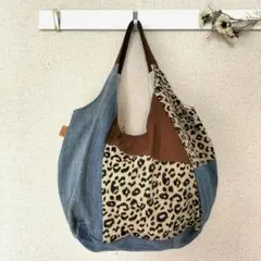 冬に可愛い✾デニムリメイク　三種切り替えころりんトートバッグ