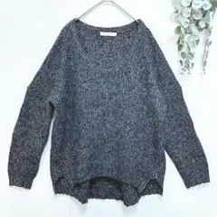LOWRYS FARM☆オーバーサイズニット☆Ｍ☆グレー系☆モヘア混☆ゆったり