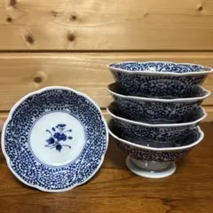 美濃焼 渓南窯　蛸唐草高台小鉢　5点セット