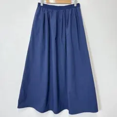 ユニクロ　フレアスカート　ロング　ネイビー　ウエストゴム　L ポケット