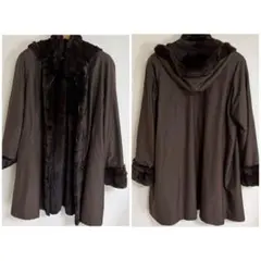 ウィーゼル リバーシブル ファーコート フード付き ロング丈　ブラウン