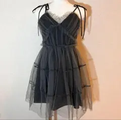 も*も様 グレー レース キャミミニワンピース