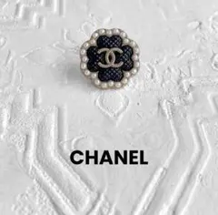 【CHANEL】ヴィンテージ　ボタン　ブローチ　ゴールド　ブラック　パール