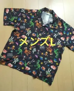 メンズLサイズ トイストーリー シャツ 総柄 ブラック 黒 しまむら ピクサー
