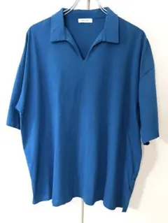 メンズトップス襟付きシャツ　青　Adoon plain Lサイズ　シンプルのサムネイル
