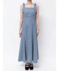 CALNAMUR(カルナムール)／デニムジャガードフラワーワンピース