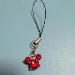 ミッキーマウス型 赤いストラップ