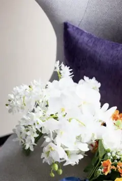 造花 ウェディングブーケ ホワイト　ブートニアセット