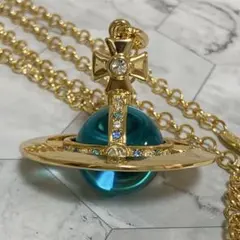 Vivienne Westwood｜スモールオーブネックレス　G×ライトブルー