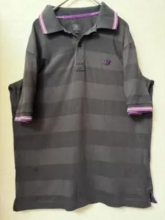 #4442 adidas ポロシャツ グレー ボーダー Lサイズ
