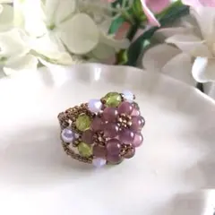 キャッツアイフラワーのブーケリング【アメジスト】