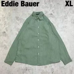 Eddie Bauer エディーバウアー ストライプシャツ 長袖 XL グリーン