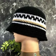 黒　ブラック　グレー　 クラッシャーハット　バケットハット　クロシェハット　古着