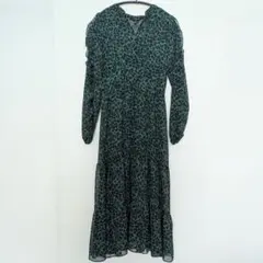 バナナリパブリック　シフォン　ロングワンピース　グリーン　M