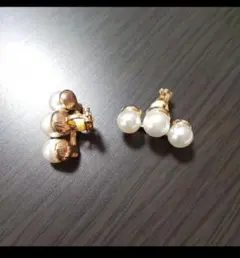 パール ゴールド スタッドイヤリング