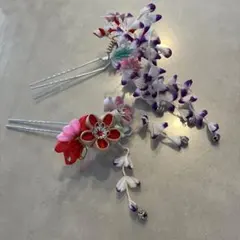 七五三 髪飾り 2個セット 赤 ピンク 紫