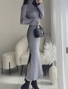 GRL‼️ フレアスリーブマーメイドニットワンピース‼️Sサイズ