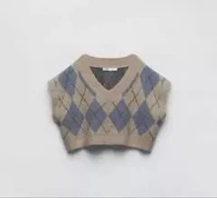 ZARA アーガイル クロップドベスト