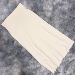 GU ジーユー（M）タイトスカート リブニット ホワイト ロング丈