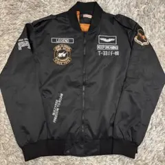 美品 y2k 00s MA-1フライトジャケット ワッペン 背中ビッグロゴ刺繍