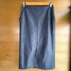 【着画あり】デニム タイトスカート ミモレ丈 前スリット オフィス きれカジ