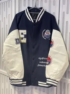 ☆VanJacket スタジャン ワッペン 刺繍 M ネイビー×ホワイト - メルカリ