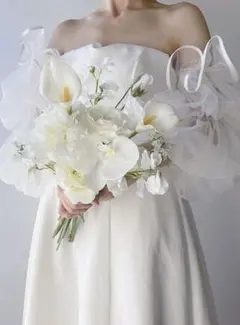 アーティフィシャルフラワー　ホワイトブーケ　前撮り　結婚式　ウエディング