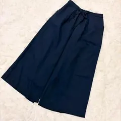 OFUON ワイドパンツ ガウチョ ウエストリボン タック入り きれいめ