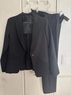 未使用 美ライン レディース 洗えるスーツ ストレッチ スーツ パンツセット 黒