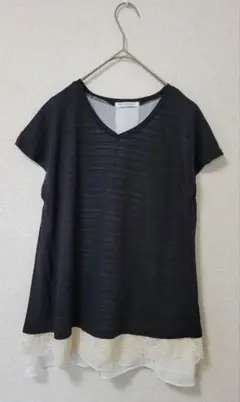 THE SHOP TK レース切替 半袖カットソー ブラックのサムネイル