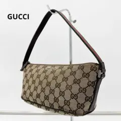 GUCCI アクセサリーポーチ シェリーライン GGキャンバス ロゴ ブラウン