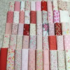 綿生地 パッチワーク カットクロス 赤 ピンク 花柄 水玉 10cm 50枚