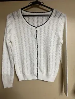 カーディガン　レース　白　バイカラー　美品　OL通勤服　ロディスポットのサムネイル