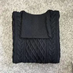 タートルネック ケーブル編みセーター ブラック L メンズ レディース