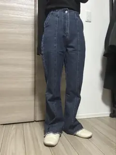 ハイウエストデニムパンツ フレアデニム レディース