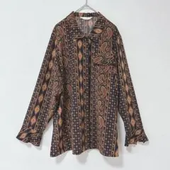 ▽igrek ヴィンテージ　古着　レトロ　ペイズリー柄シャツ　総柄シャツのサムネイル