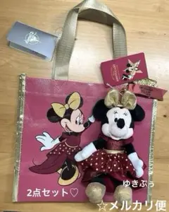 ☆ディズニーストア 25周年 ミニー ショッピングバッグ ぬいぐるみキーホルダー