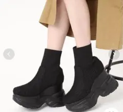 エスペランサ厚底ソックスブーツ 黒
