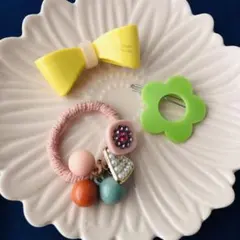 ★No.240★ ヘアピン　ヘアアクセサリー　ヘアクリップ　リボン　花　髪ゴム
