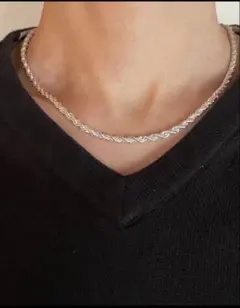 ツイストチェーン ネックレス　4mm 50cm シルバー925 ロープチェーン