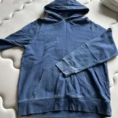 デニム調　ダークブルー フード付きパーカー