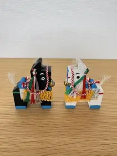 チャグチャグ馬コ 郷土玩具 木彫り 2体セットのサムネイル